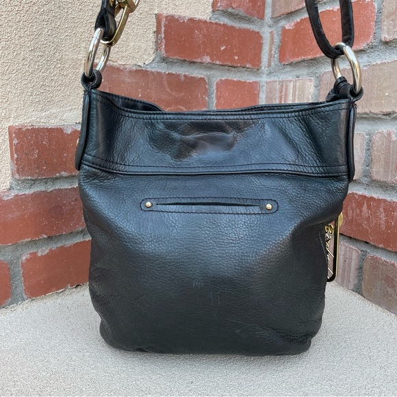 B.Makowsky “Jaimie” Black Pebble Leather  Convertible Shoulder/Crossbody Bag - Picture 6 of 12